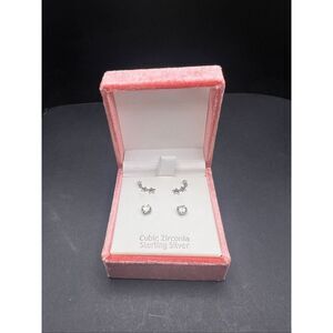 Rachel Ashwell Sterling Silver Cubic Zirconia Star Stud Earrings Gift Box